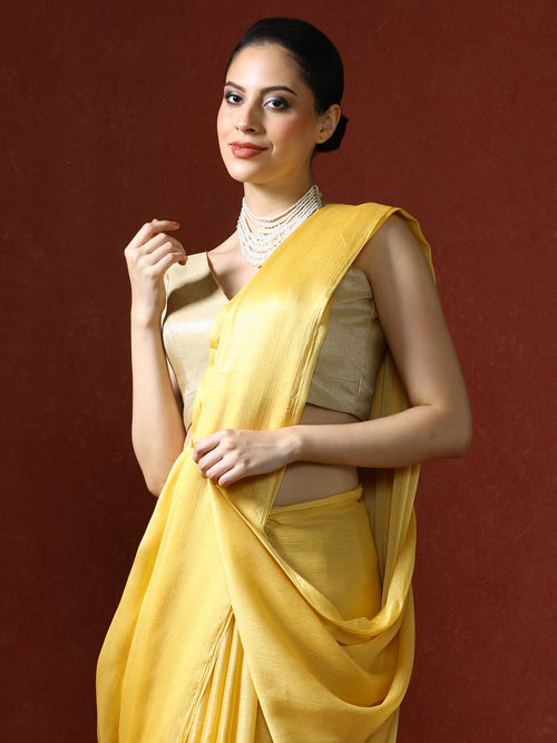 Solid Saree with Blouse Piece in yellow