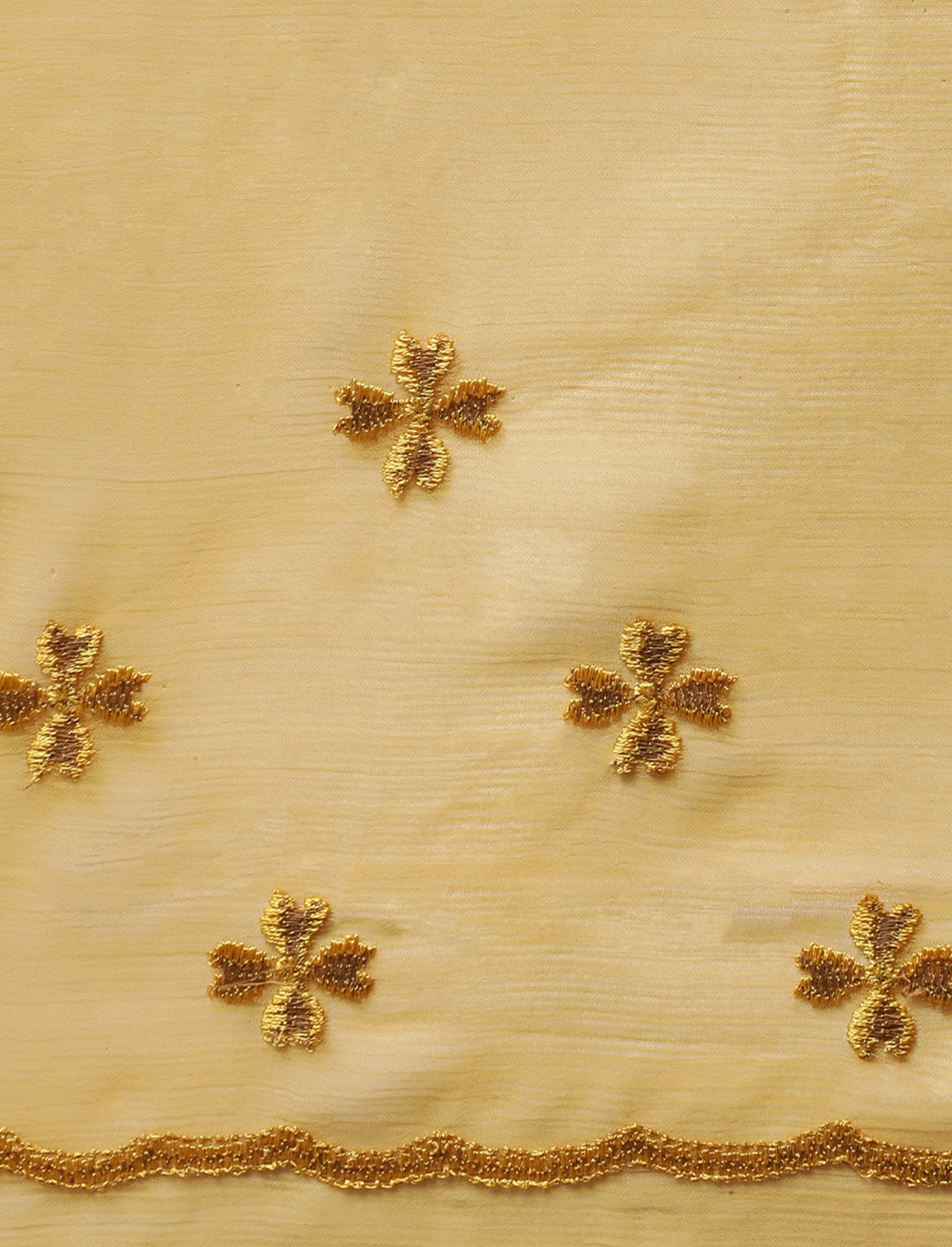 Floral Embroidered Sarees With Unstitched Blouse in Yellow