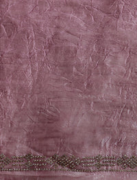 Embellished Saree With Unstitched Blouse in Pink