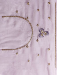 Embroidered Saree With Blouse Piece in Purple