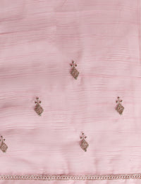 Ethnic Motif Woven Design Zari Indian Bridal Saree in Pink