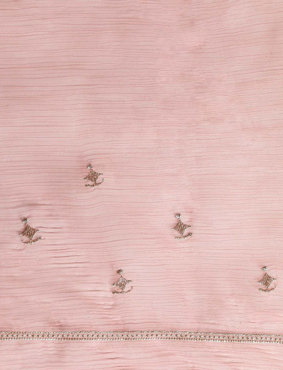 Floral Motif Embroidered Beads and Stones Saree in Pink