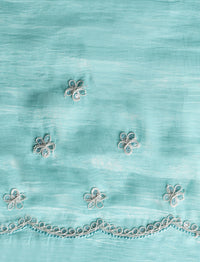 Solid Embellished Beads and Stones Saree in Blue