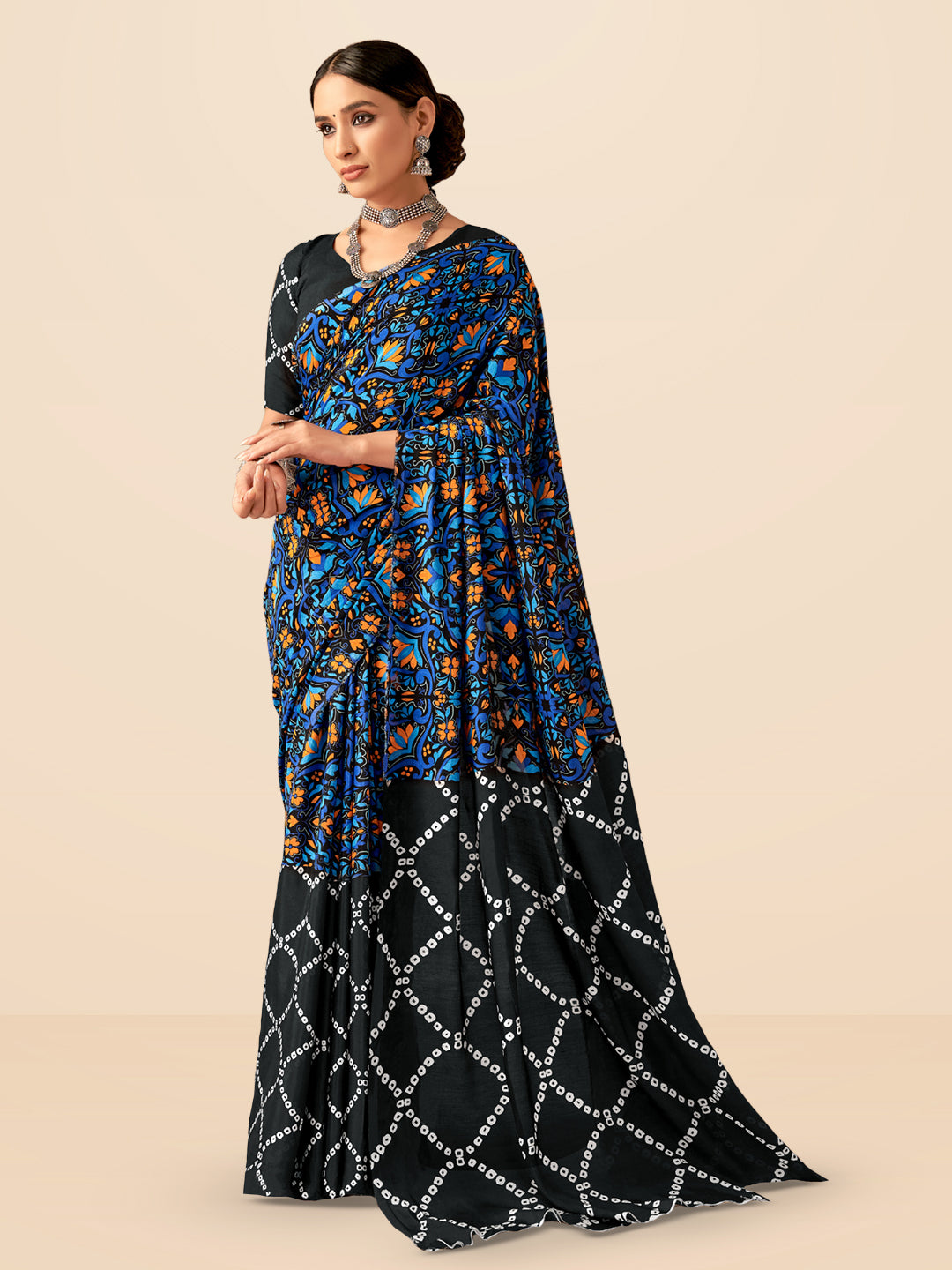 Vibrant Bandhej in Royal Blue