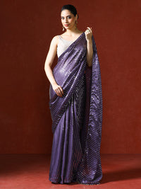 Women Sequinned Embellished Heavy Work Saree in purple