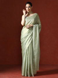 Solid Saree with Blouse Piece in Green