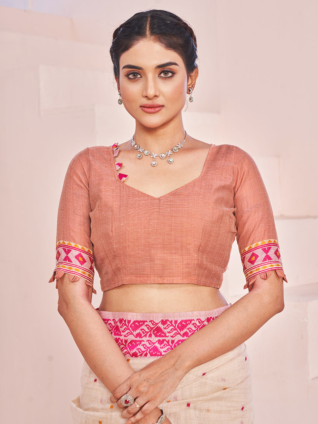 Aafreen Cotton in Beige and Pink