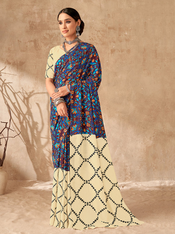 Vibrant Bandhej in Cobalt Blue