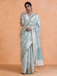 Devi Cotton in Beige with Blue Motifs