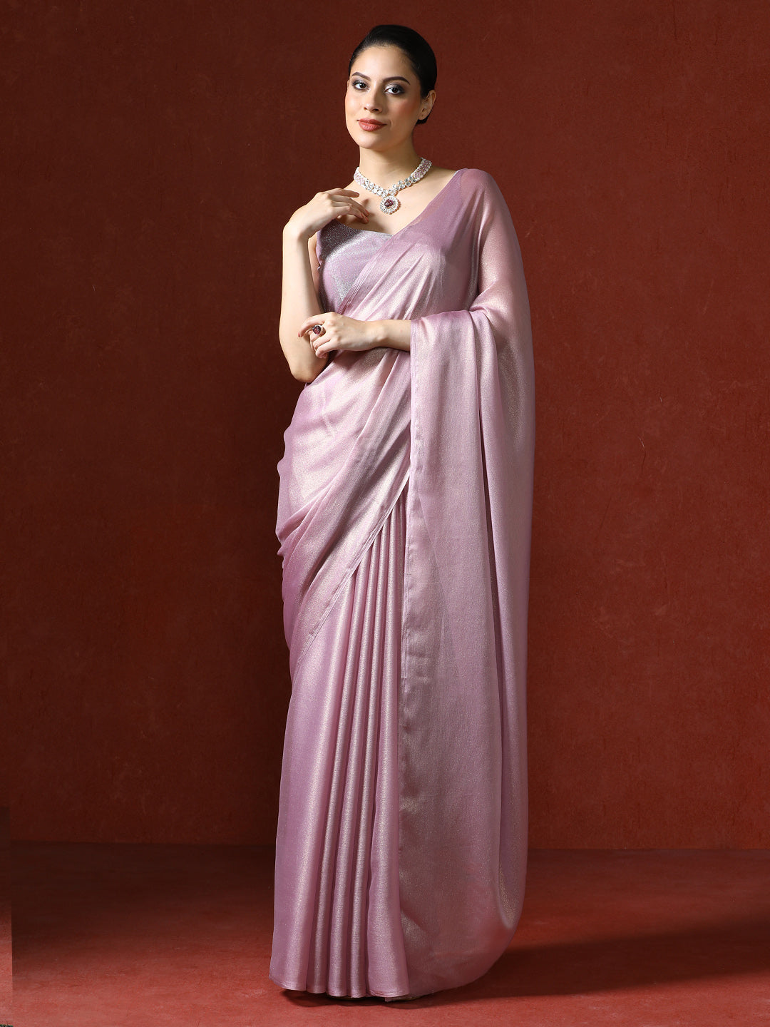 Solid Saree with Blouse Piece in lavender