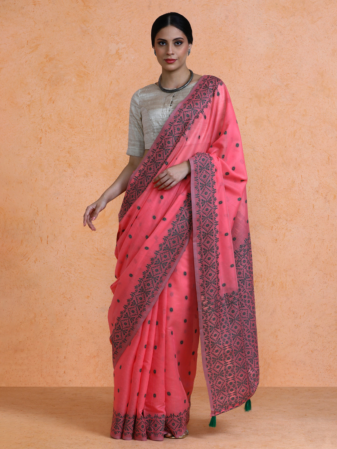 Dhrisha Cotton in Coral Pink