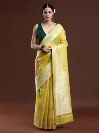 Woven Design Chanderi Cotton Saree in Yellow