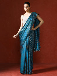 Women Sequinned Embellished Heavy Work Saree in blue