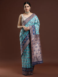 Woven Design Chanderi Cotton Saree in Blue