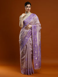 Sarha Ethnic Motif Woven Design Zari Chanderi Saree in Lavender