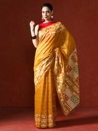Handloom Geometric Woven Design Chanderi Saree in yellow