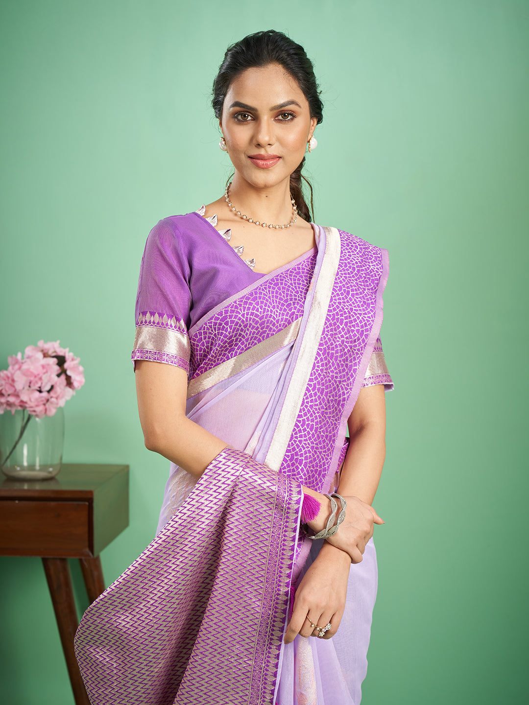 Rohini Cotton In Lavender & Grape Purple