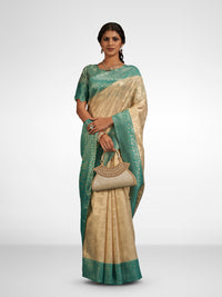 Swarnika Silk In Teal And Beige