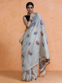 Leela Cotton in Beige with Red Motifs