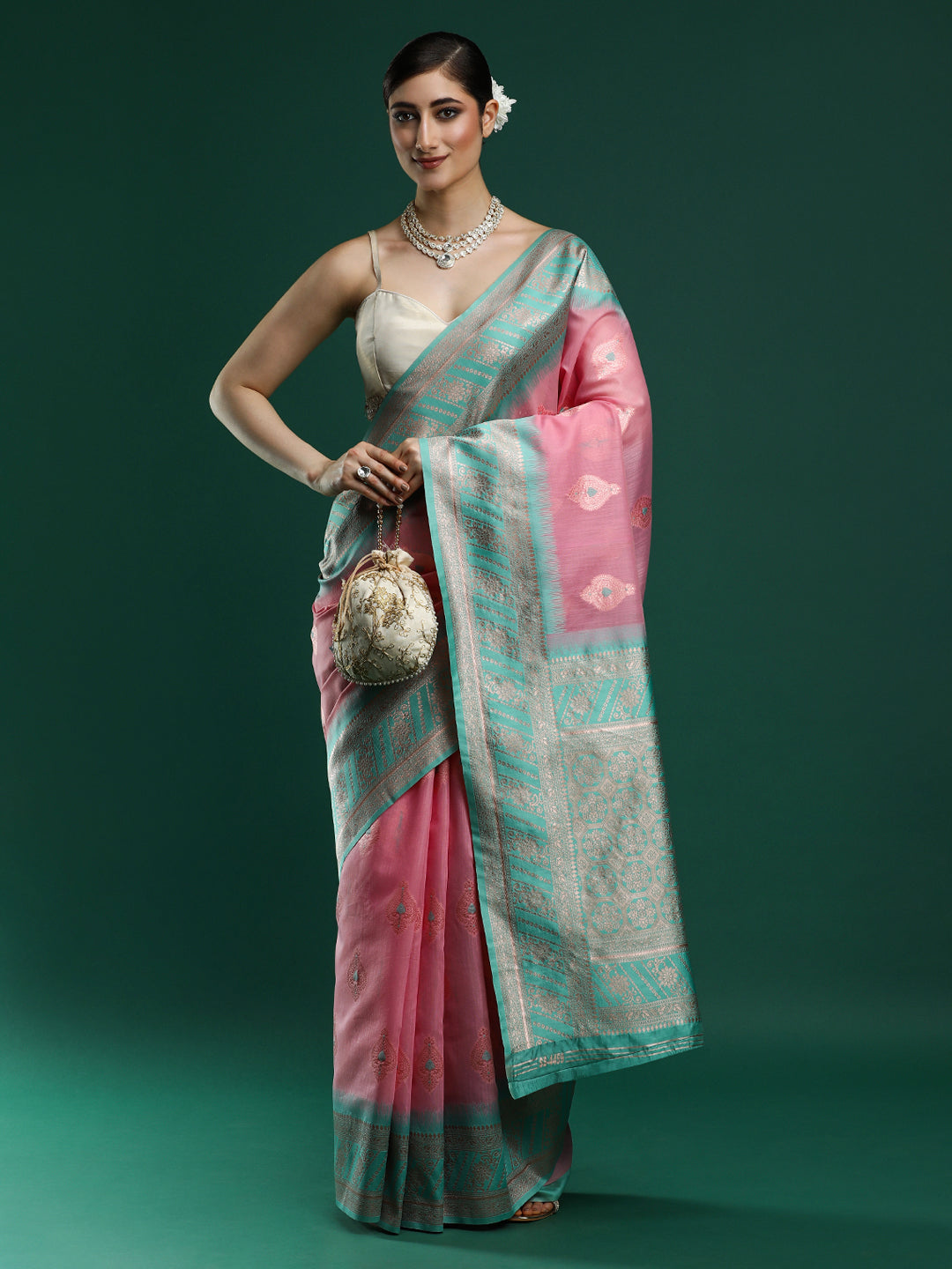 Woven Design Chanderi Cotton Saree in Pink