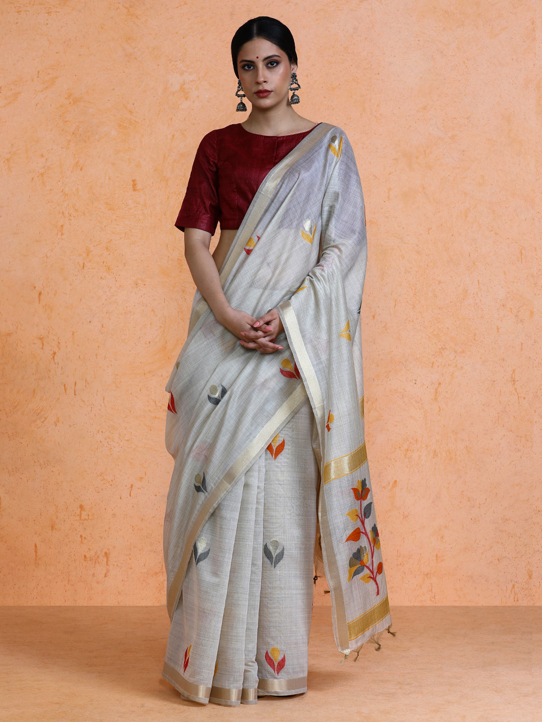 Rithika Cotton in Beige with Yellow Motifs