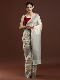 Woven Design Chanderi Cotton Saree in Light Green