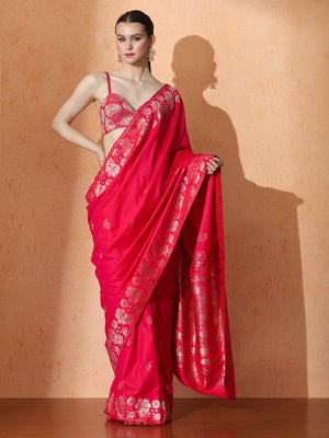 Adah Silk In Pink - Saree by Sarha
