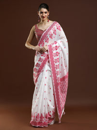 Sarha Woven Design Zari Chanderi Saree in Pink
