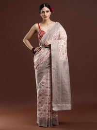 Woven Design Chanderi Cotton Saree in Light Pink