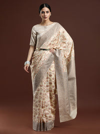 Woven Design Chanderi Cotton Saree in Beige