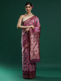 Woven Design Chanderi Cotton Saree in Pink