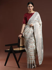Woven Design Chanderi Cotton Saree in Light Blue