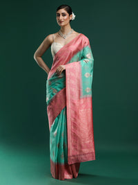 Woven Design Chanderi Cotton Saree in Sea Green