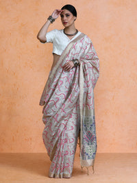 Zaika Cotton in Beige with Hot Pink Motifs