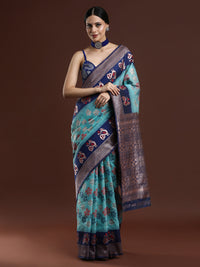 Woven Design Chanderi Cotton Saree in Blue