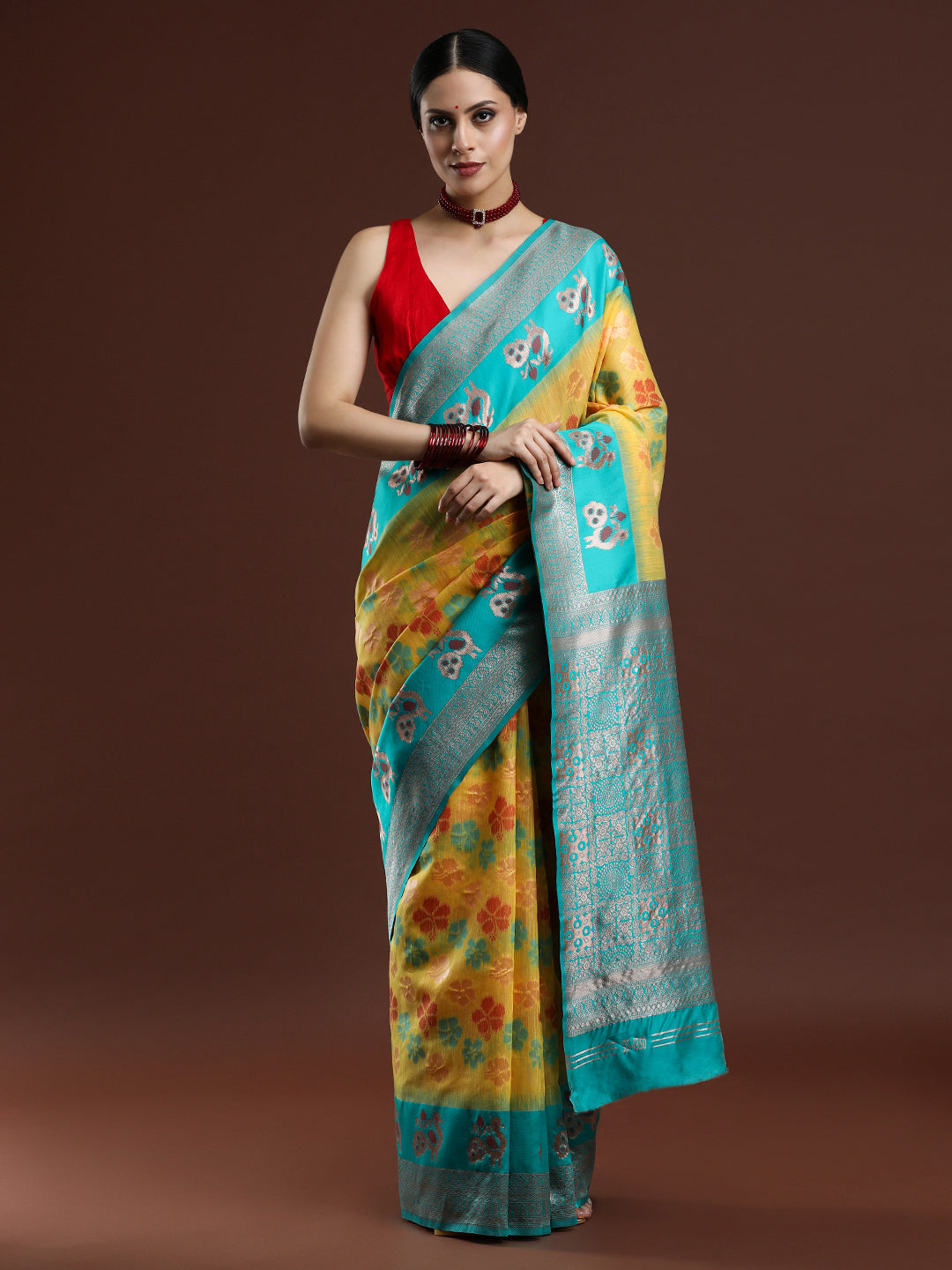 Woven Design Chanderi Cotton Saree in Yellow