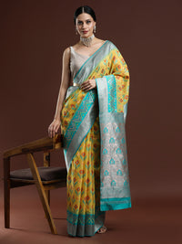 Woven Design Chanderi Cotton Saree in Yellow