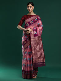 Woven Design Chanderi Cotton Saree in Pink