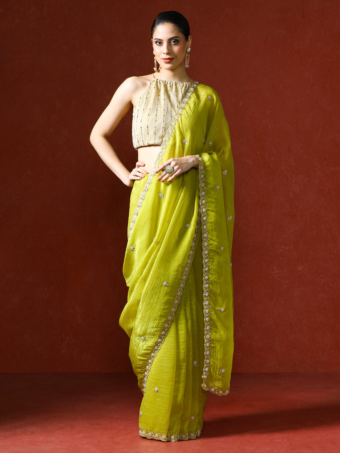 Embellished Beads and Stones Heavy Work Saree