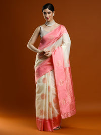 Sarha Woven Design Zari Muga Saree in Cream