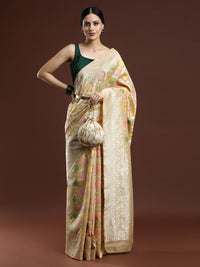 Woven Design Chanderi Cotton Saree in Beige