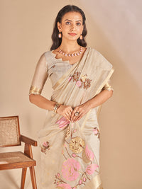 Leela Cotton In Beige With Brown Motifs