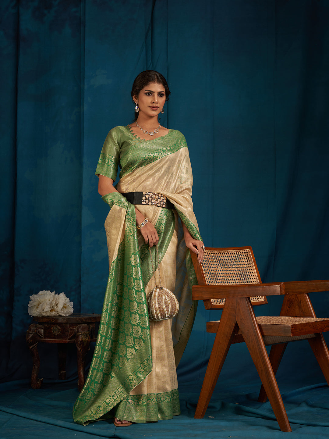 Swarnika Silk In Beige With Green