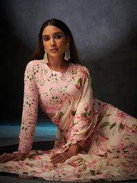 Basanti Bloom in Baby Pink with Floral Motifs