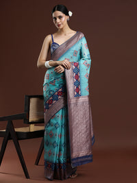 Woven Design Chanderi Cotton Saree in Blue