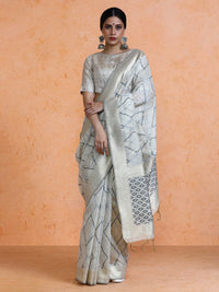 Devi Cotton in Beige with Black Motifs