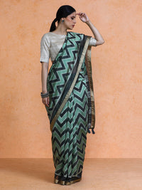 Sumitra Cotton in Pista and Black