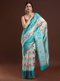 Woven Design Chanderi Cotton Saree in Light Grey