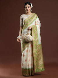 Woven Design Chanderi Cotton Saree in Cream
