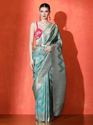 Suvarna Silk in Pista Green - Saree by Sarha